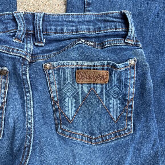 Wrangler Retro Mae Mid Rise Wide Leg Trouser Jeans Aztec Pocket 09MWWHA 3x34 - Picture 2 of 9